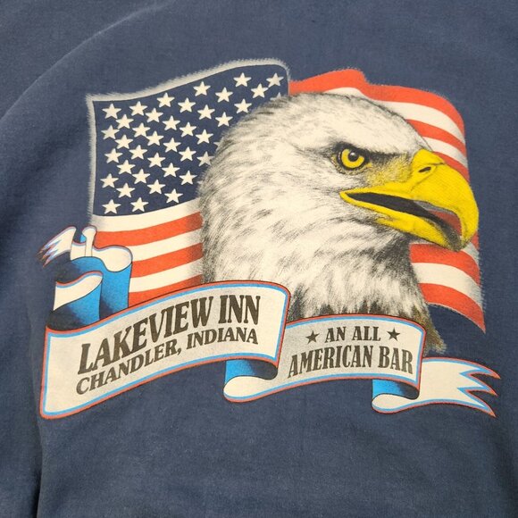 Vtg Hanes Sweatshirt Mens Extra Large Crew Neck Indiana Bar Patriotic USA Eagle - Picture 3 of 8